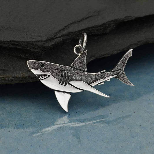 Sterling Silver Great White Shark Charm 19x26mm