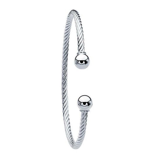 Sterling Silver Twist-Wire Cuff Bracelet with Removable Ball End