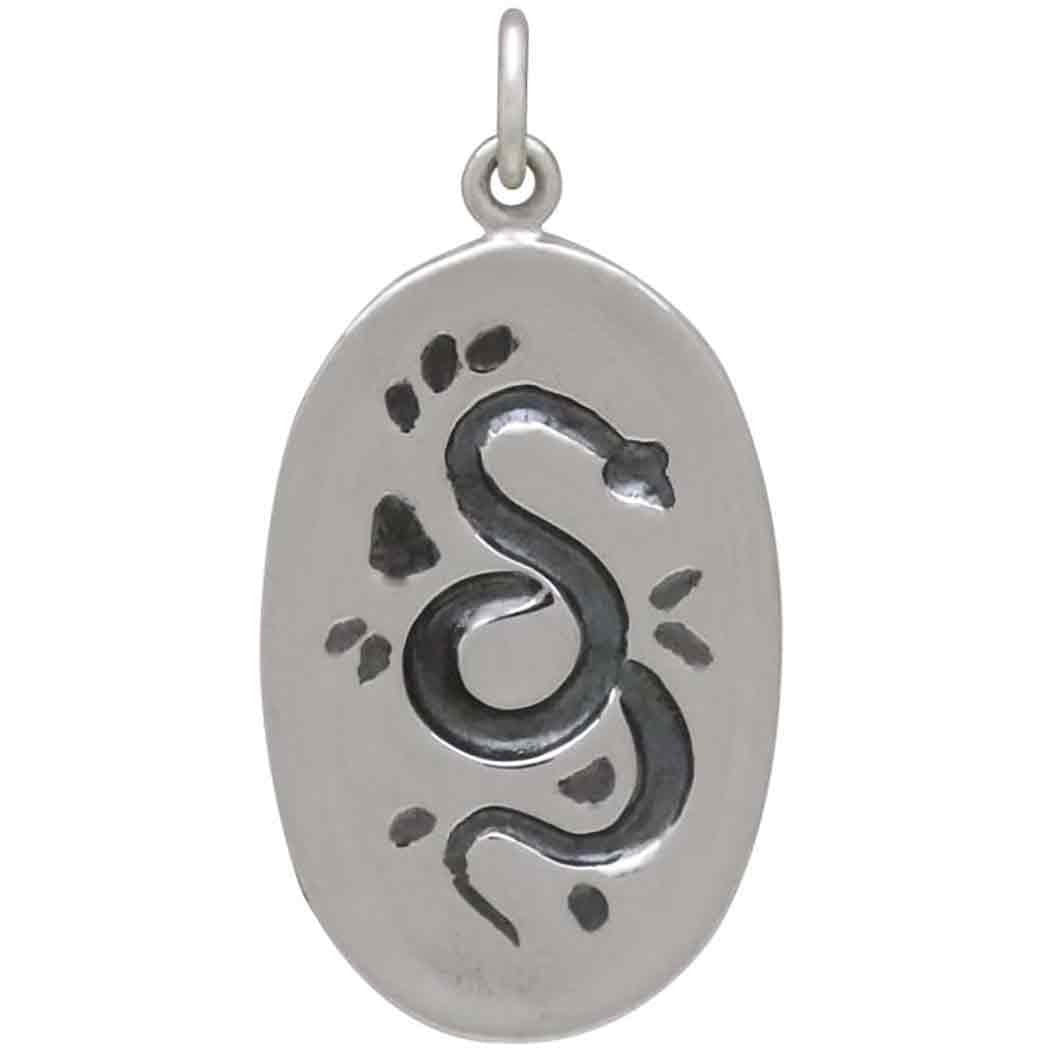 Sterling Silver Flower and Snake Pendant 30x15mm