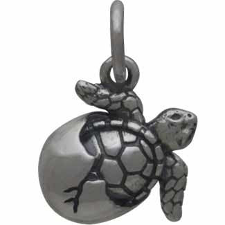 Sterling Silver Baby Sea Turtle Charm 15x9mm