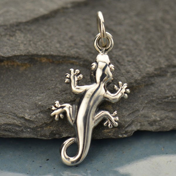 Sterling Silver Gecko Charm Animal Charm 21x9mm