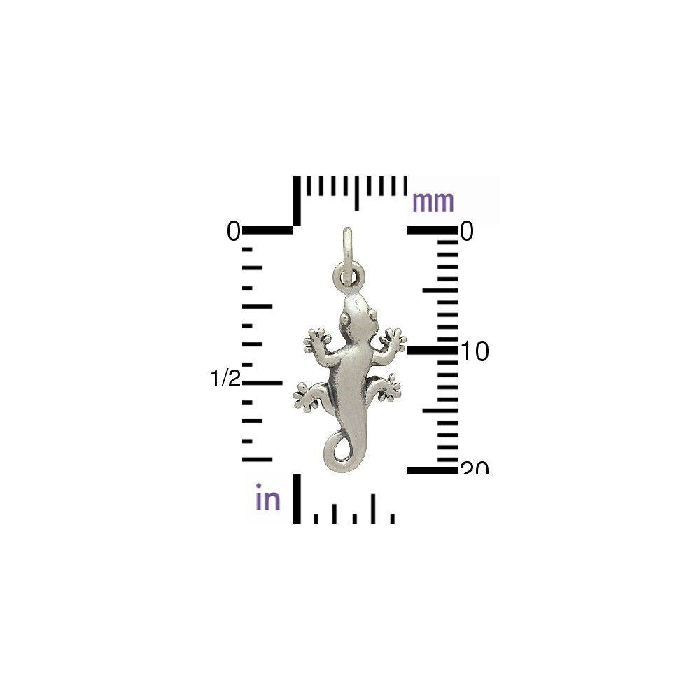 Sterling Silver Gecko Charm Animal Charm 21x9mm