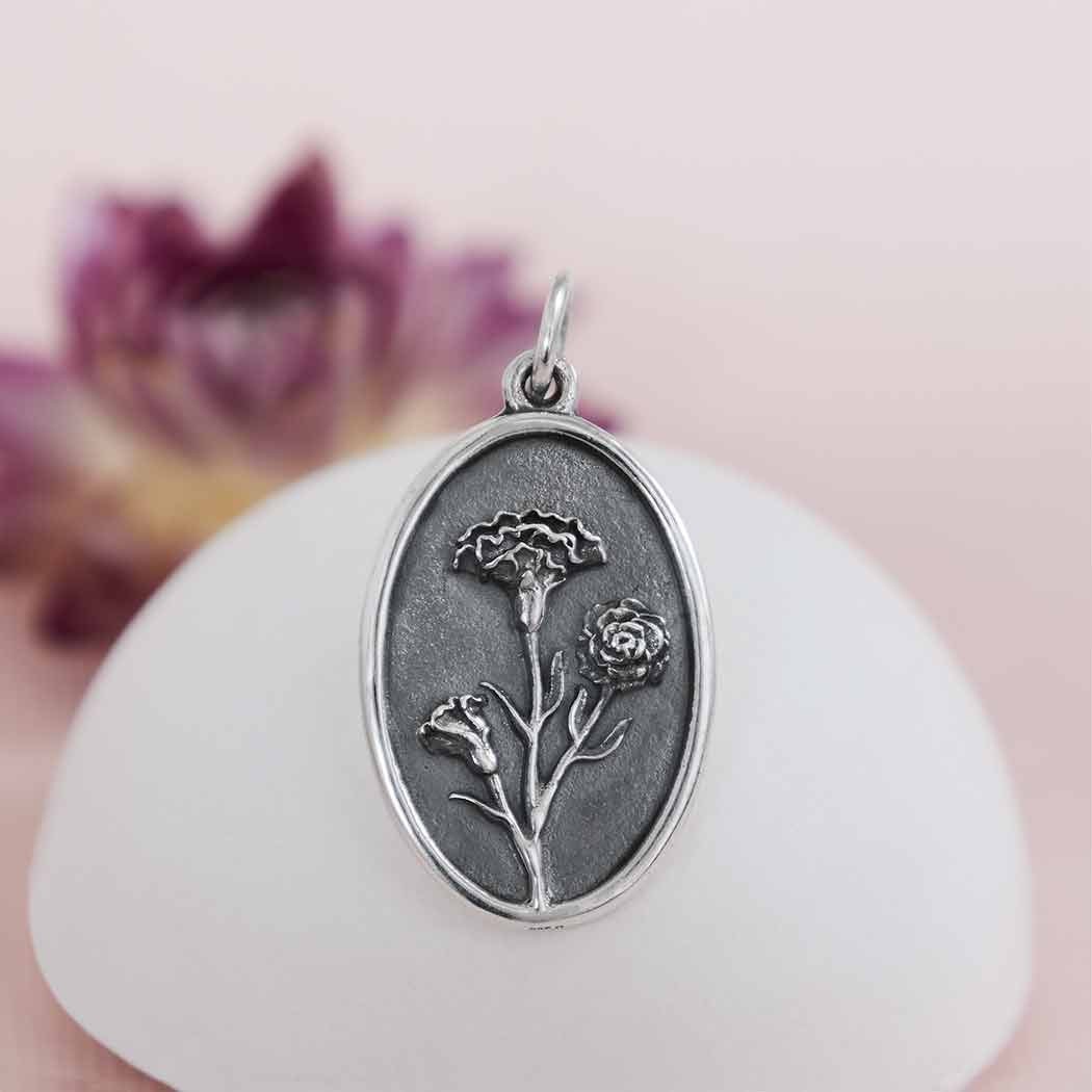 Silver Daffodil Charm - March Birthflower 25x13mm