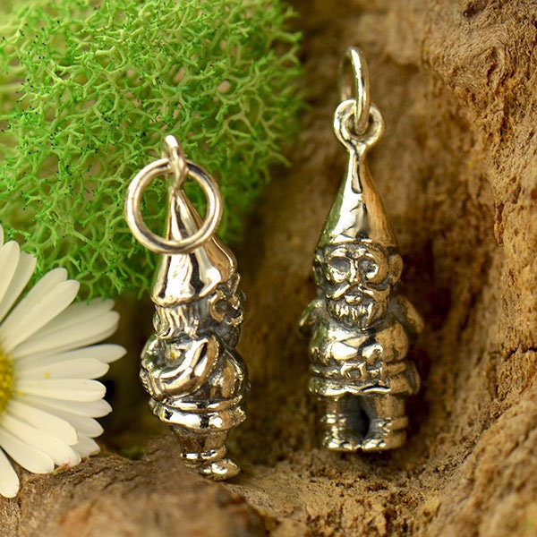 Sterling Silver Garden Gnome Charm 22x7mm