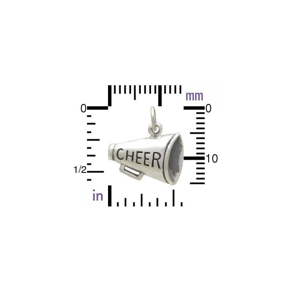 Sterling Silver Cheer Megaphone Charm 15x15mm