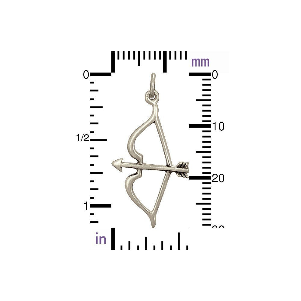 Sterling Silver Bow and Arrow Charm 20x2mm