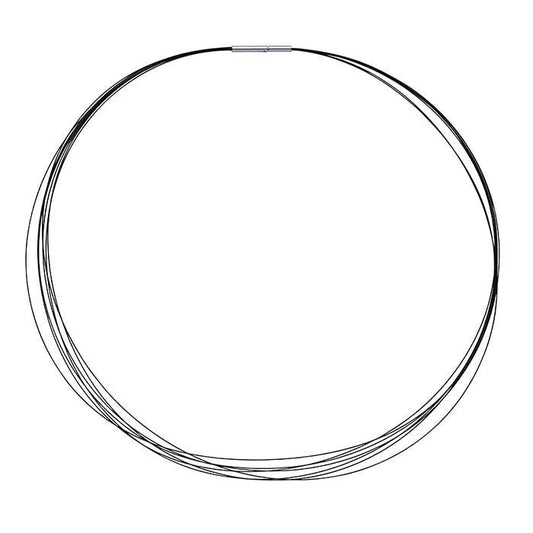 Stainless Steel Black Multi-Strand Cable Wire Neck Ring Necklace- Available 16" or 18" length