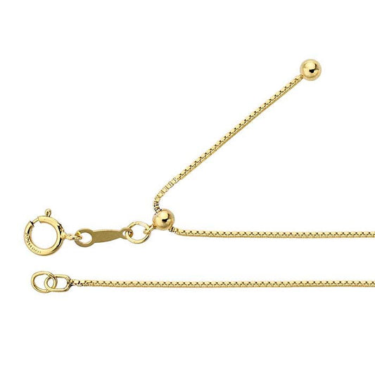 14/20 Yellow Gold-Filled .85mm Box Chain, Adjustable