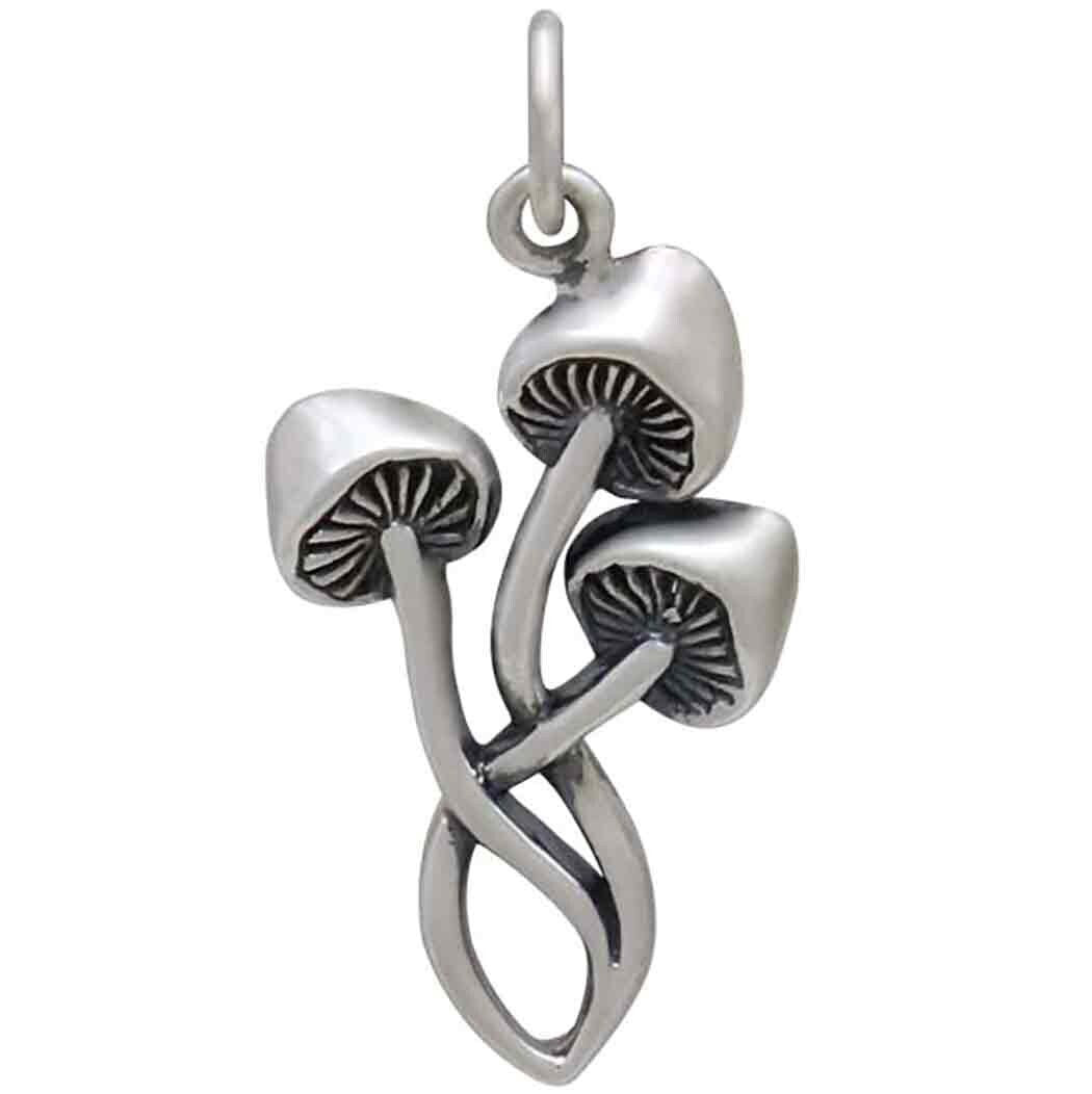 Sterling silver three mushroom charm 25x12mm