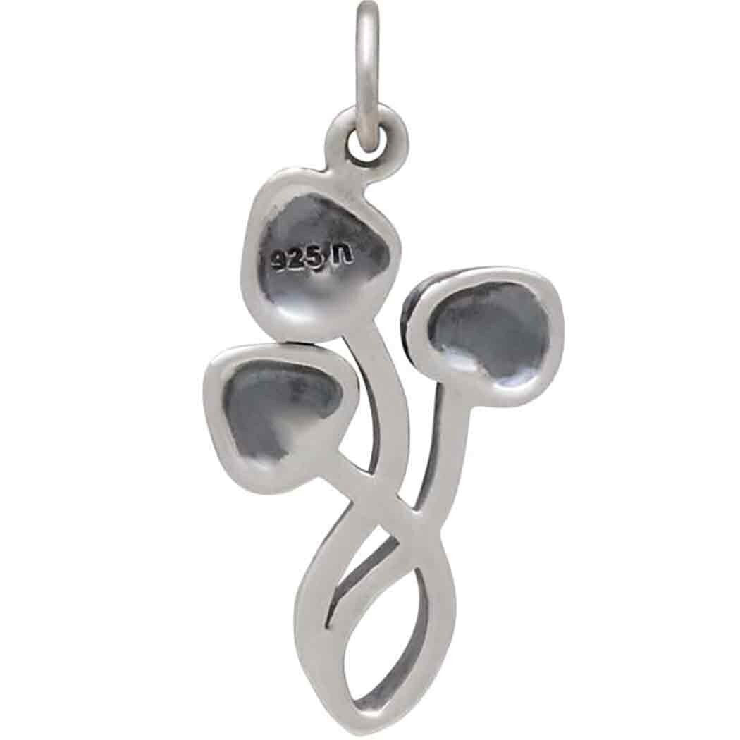 Sterling silver three mushroom charm 25x12mm