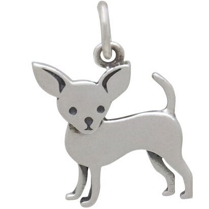 Sterling Silver Chihuahua Dog Charm 18x12mm