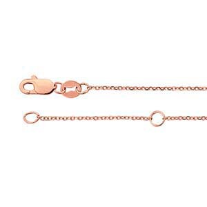 14K Gold 0.9mm Adjustable Beveled Round Cable Chain Necklace, available in rose, yellow, or white gold