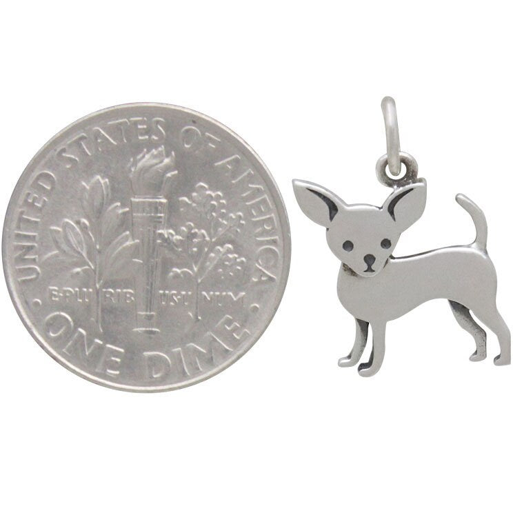 Sterling Silver Chihuahua Dog Charm 18x12mm