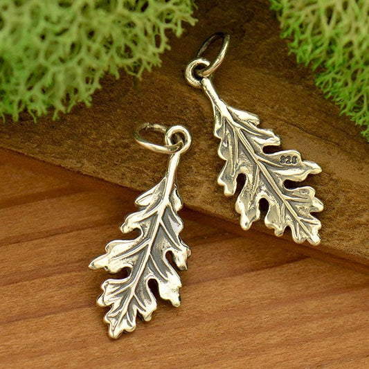 Sterling Silver Oak Leaf Charm 24x9mm