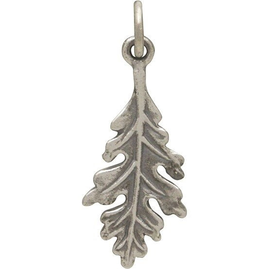 Sterling Silver Oak Leaf Charm 24x9mm