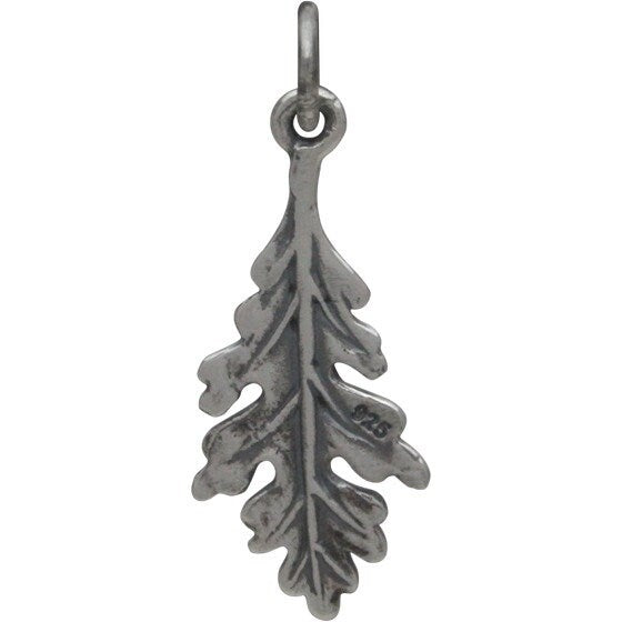 Sterling Silver Oak Leaf Charm 24x9mm