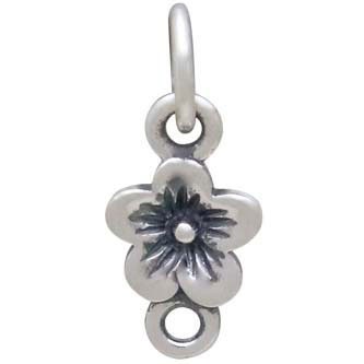 Sterling Silver Single Cherry Blossom Link 14x6mm