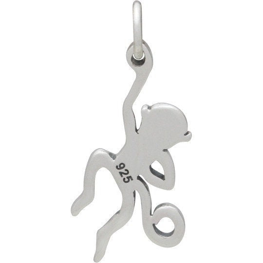 Sterling Silver Monkey Charm - Flat 25x10mm