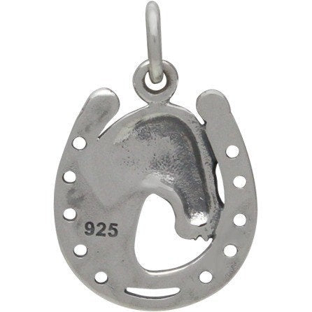 Sterling Silver Horse Charm in Horseshoe 19x12mm