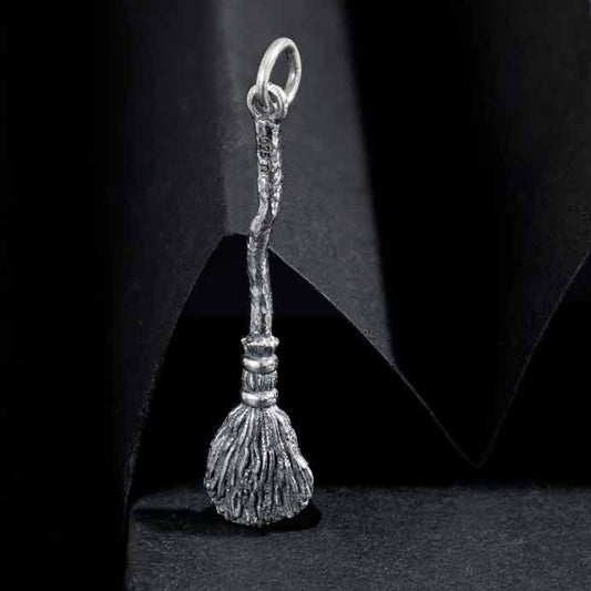 Sterling Silver Witch's Broom Charm 34x8mm