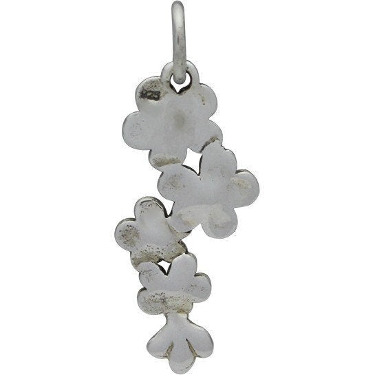 Sterling silver cherry blossoms charm 23x9mm