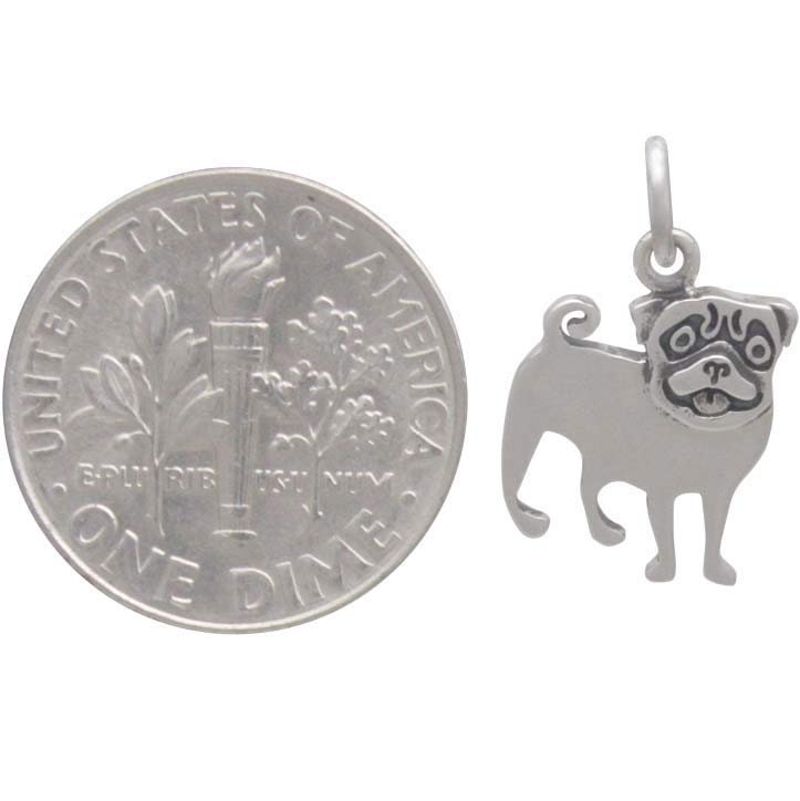 Sterling Silver Pug Dog Charm