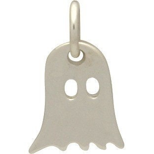 Sterling Silver Ghost Charm - Halloween Charm 13x8mm