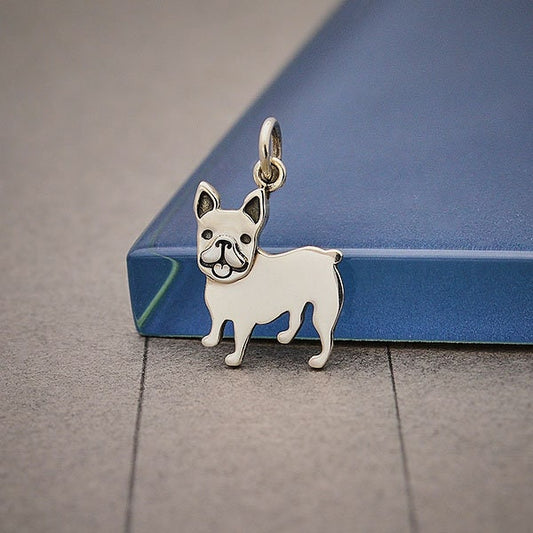 Sterling Silver French Bulldog Dog Charm 19x12mm