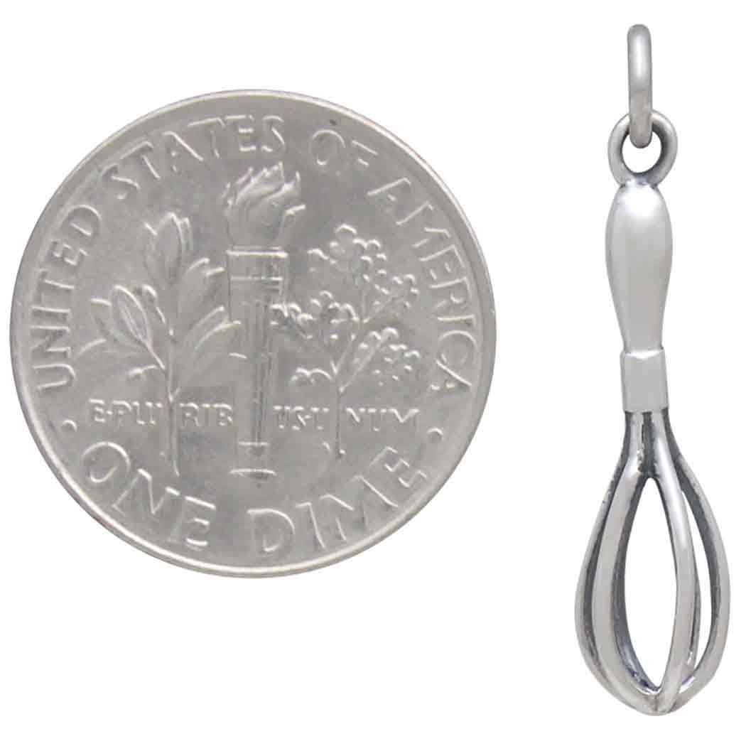 Sterling Silver Whisk Charm 26x6mm