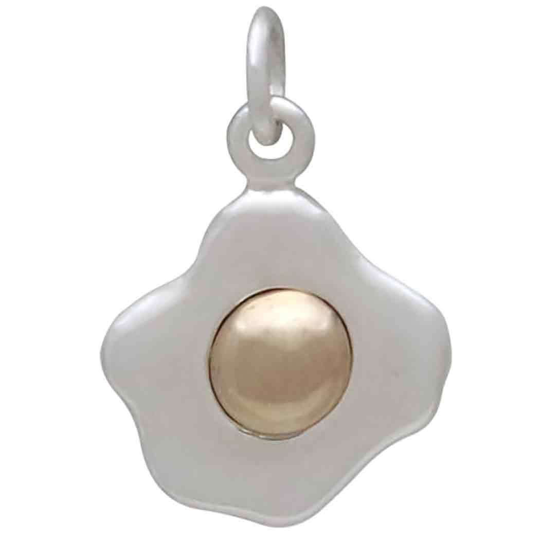 Sterling Silver Fried Egg Charm with Bronze Yolk 18x12mm