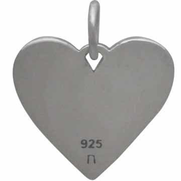 Sterling silver heartbeat charm - heart charm 16x14mm