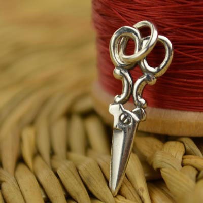 Sterling Silver Scissors Charm - Hobby Charms 18x7mm