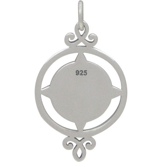 Sterling Silver Compass Charm - Graduation Charms 27x15mm