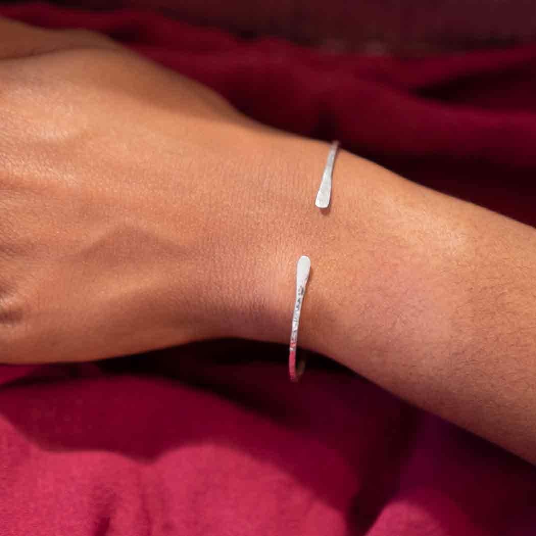 One Sterling Silver Cuff Bracelet - Adjustable Hammered