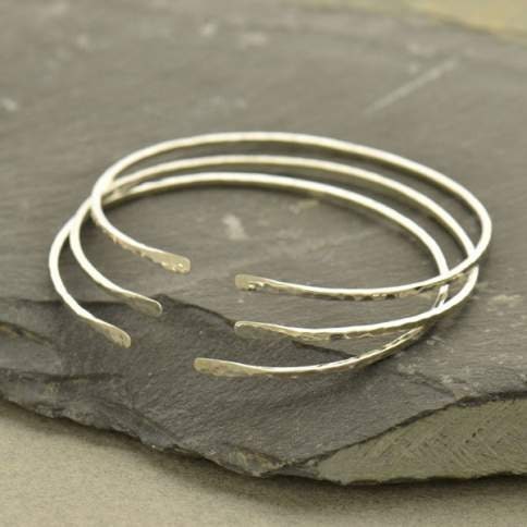 One Sterling Silver Cuff Bracelet - Adjustable Hammered