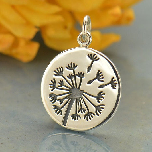 Sterling Silver Large Dandelion Charm 20x15mm