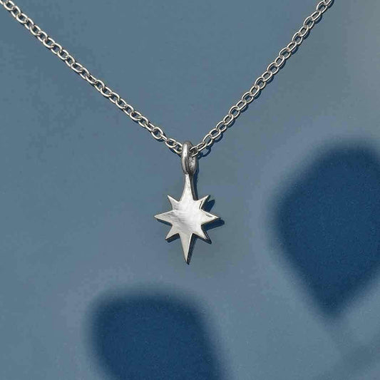 Sterling Silver North Star Necklace, "Make A Wish"