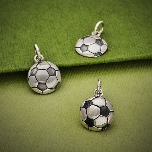 Sterling Silver Soccer Ball Charm 16x10mm