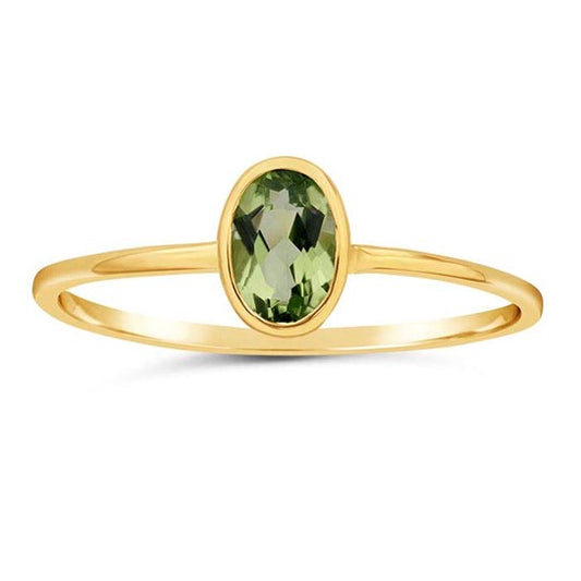 14K Yellow Gold Oval Peridot-Set Ring, sz 7