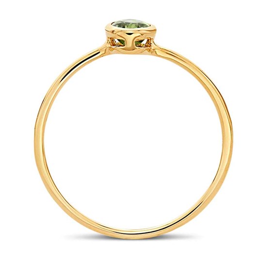 14K Yellow Gold Oval Peridot-Set Ring, sz 7