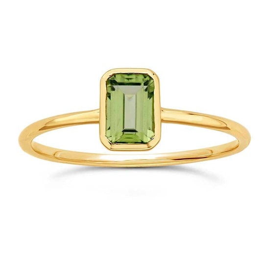 14K Yellow Gold Octagon Peridot-Set Ring