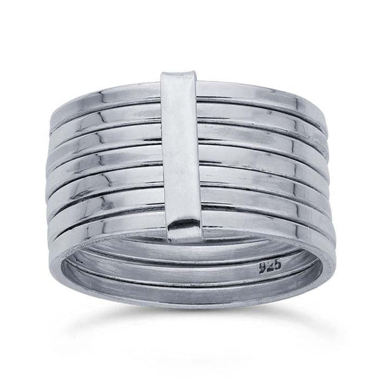 Sterling Silver Seven-Band Ring, Unisex, 3 sizes available