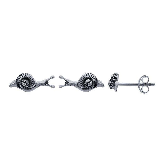 Sterling Silver Tiny Snail Post Earrings 6x14mm