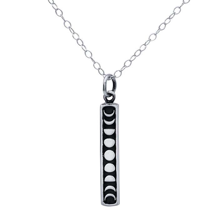 Sterling Silver 18 Inch Vertical Moon Phase Necklace