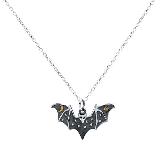 Sterling Silver Bat Necklace with Bronze 18 Inch