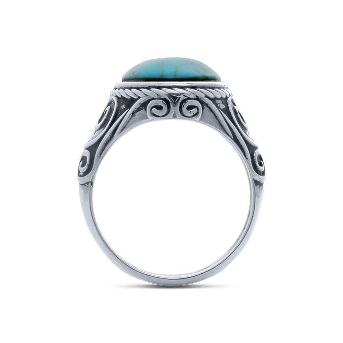 Sterling Silver Oval Imitation Turquoise-Set Ring