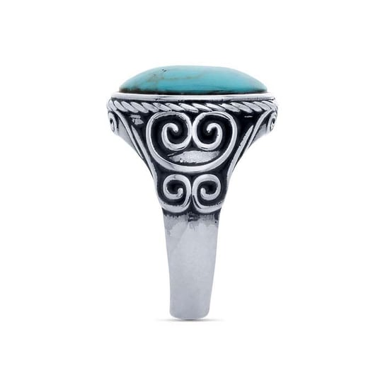 Sterling Silver Oval Imitation Turquoise-Set Ring