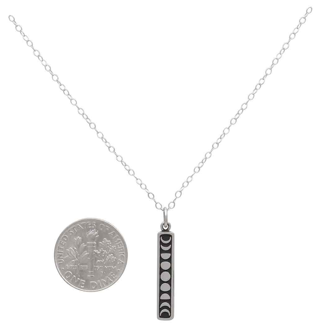 Sterling Silver 18 Inch Vertical Moon Phase Necklace