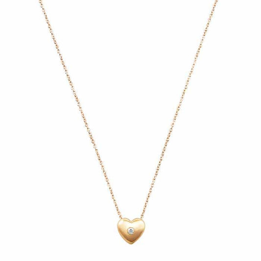 10K Yellow Gold Diamond-Set Small Heart Necklace