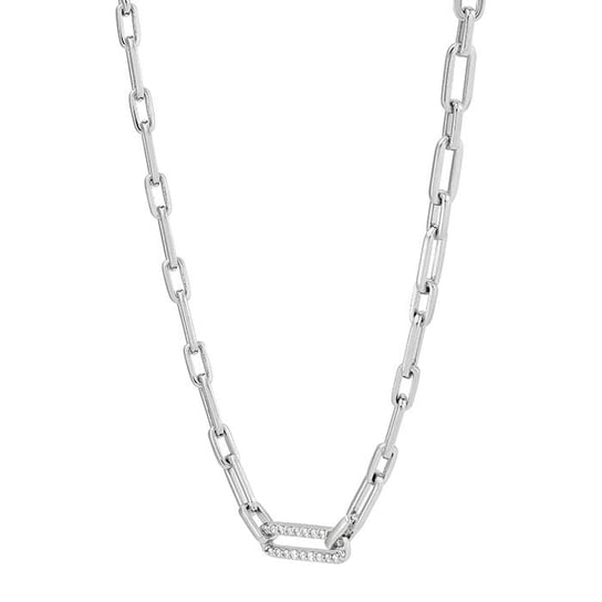 Sterling Silver Diamond-Set Link Chain Necklace